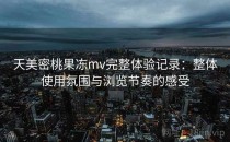 天美密桃果冻mv完整体验记录：整体使用氛围与浏览节奏的感受