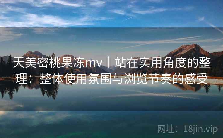 天美密桃果冻mv｜站在实用角度的整理：整体使用氛围与浏览节奏的感受  第2张